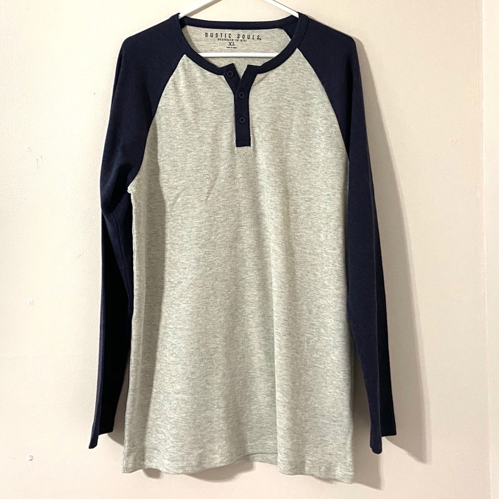 NWT Rustic Souls Men’s Long Sleeves Thermal Baseball Henley XL